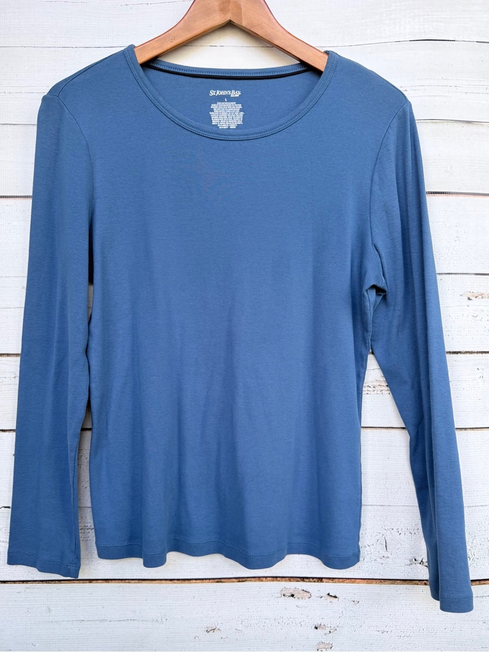 St. John's Bay 100% Cotton Long Sleeve Scoop Neck Top - Large